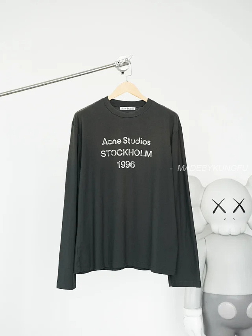【A+ Item ID 9010 Acne Letter Print Round Neck Off Shoulder Long Sleeved Shirt - Image 12