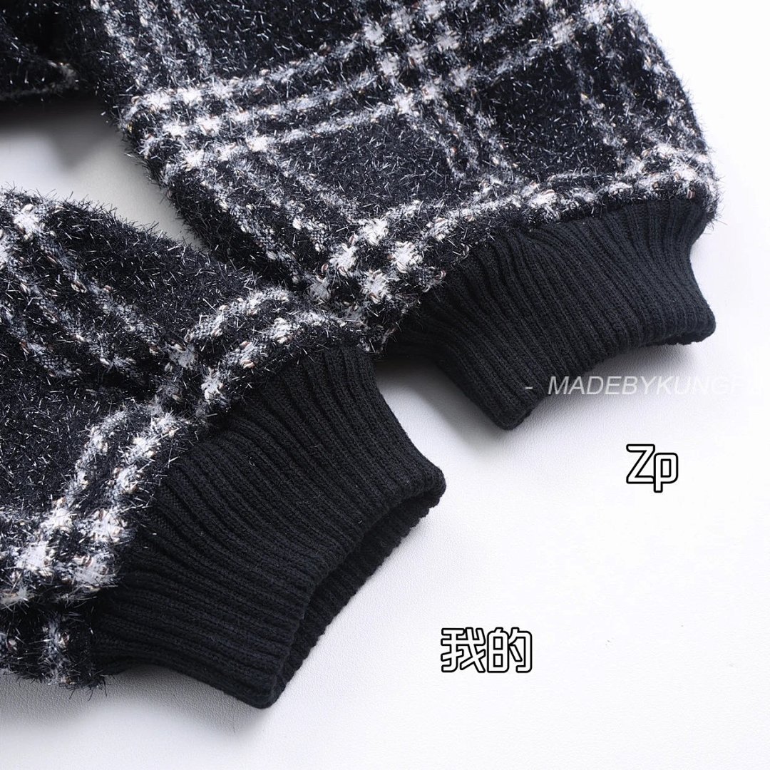 【A+ Item ID 8026 CHANE1- Chanel 22K Tweed Black And White Checkered Floral Coat - Image 27