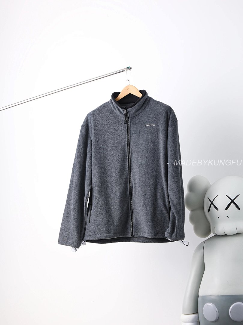 【A+ Item ID 8041 M1uMiu-2024-Ss-Fleece Zipper Jacket (Classic Small Label Embroidered) - Image 27