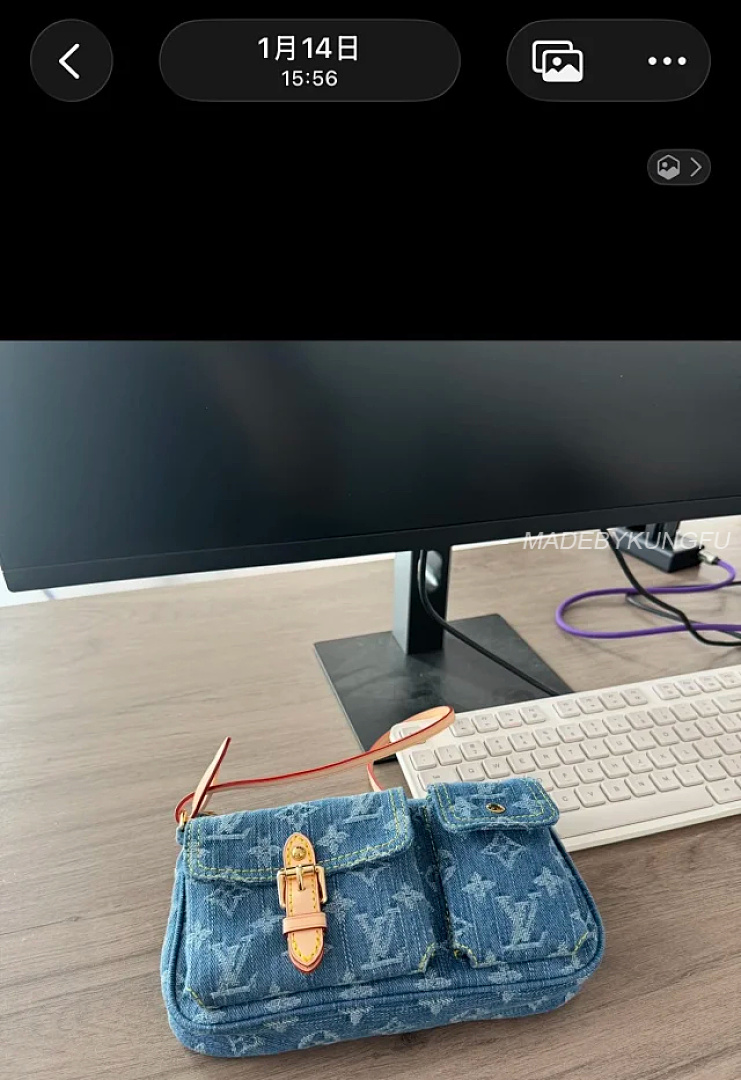 【A+ Item ID 9060 1V PA Denim Danning Chain Head Hanging Fabric Handheld Shoulder Bag Women's (Blue) - Image 15