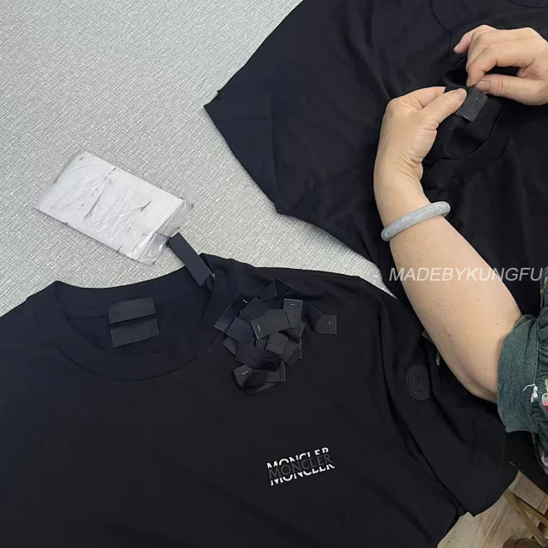 【A+ Item ID 9048 Mon Customized Logo Imported Hot Stamping Material Cotton Jensen Knitted Roun - Image 9