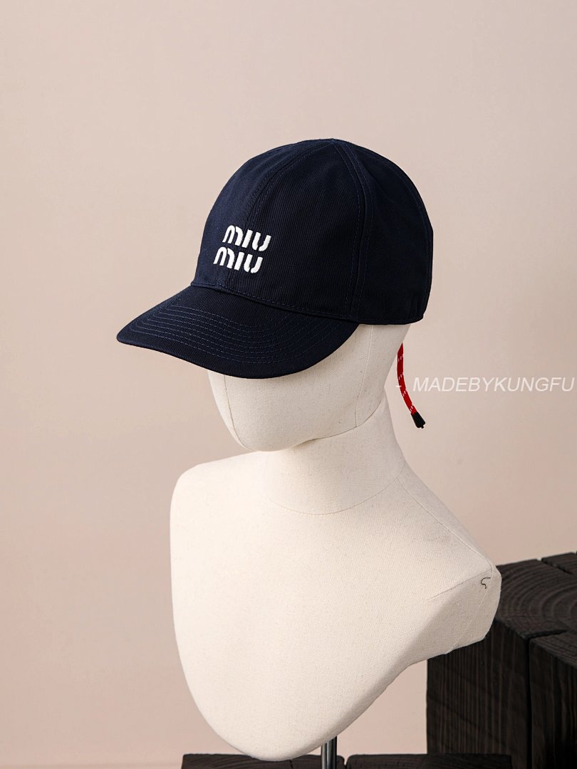 【A+ Item ID 8417 MiuMiu- Miu -2024FW- Drawstring Contrasting Baseball Cap (Embroid) - Image 18