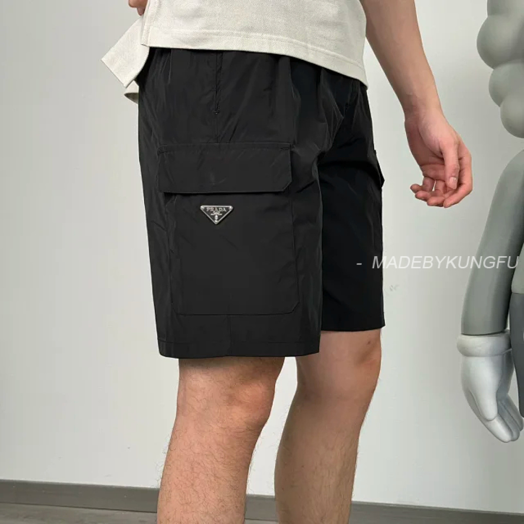 【A+ Item ID 9054 PRA Recycled Nylon Series Enamel Triangle Logo Elastic Bundle Rope Waist Casual Sh - Image 6
