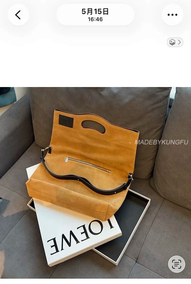 【A+ Item ID 9088 LOE Bob Special Structure Hand-Held Hollowshoulder Bag Imported Thick Suede Folda - Image 26