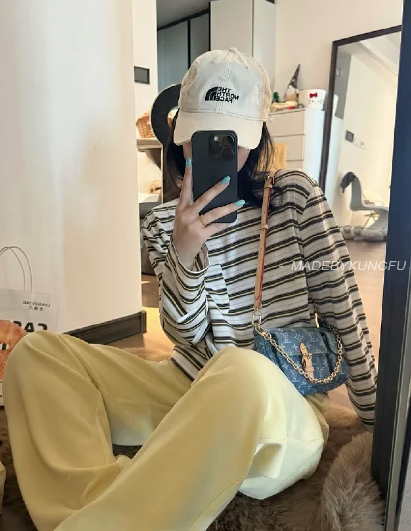 【A+ Item ID 9060 1V PA Denim Danning Chain Head Hanging Fabric Handheld Shoulder Bag Women's (Blue) - Image 6