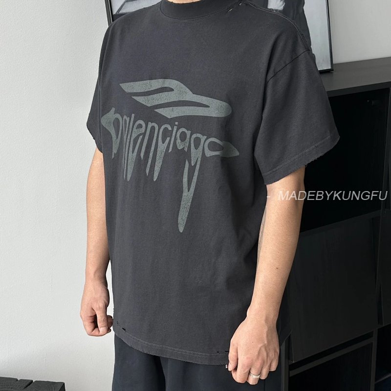 【A+ Item ID 8329 Paris 3M Ruined Short Sleeves -“ Imported Glue Materials ” Oversized C, photo 1