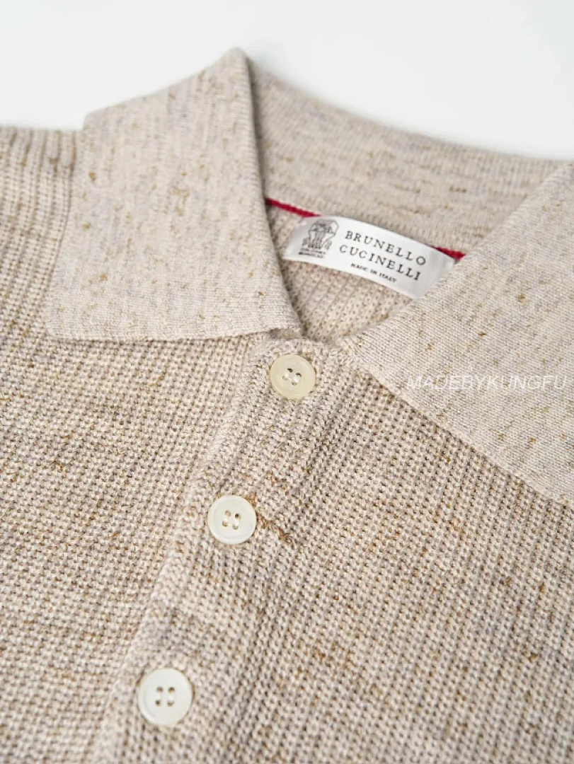 【A+ Item ID 9076 BC Natural Beimu Button Ribbed Knitted Collar Cotton Top Polo Shirt - Image 24