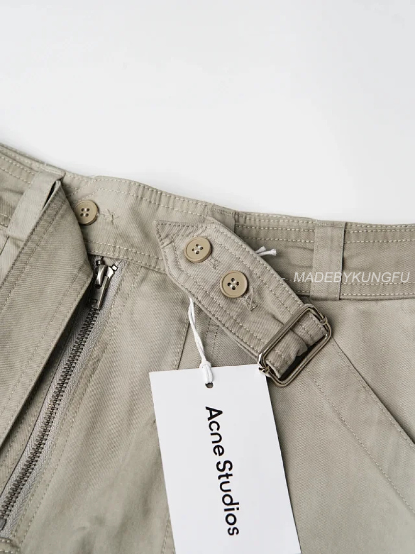 【A+ Item ID 9091 Acne SS26 Big Factory Stained And Washed Solid Color Zipper Work Pants Pocket Casu - Image 18