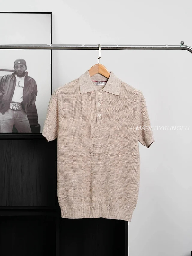 【A+ Item ID 9076 BC Natural Beimu Button Ribbed Knitted Collar Cotton Top Polo Shirt - Image 32
