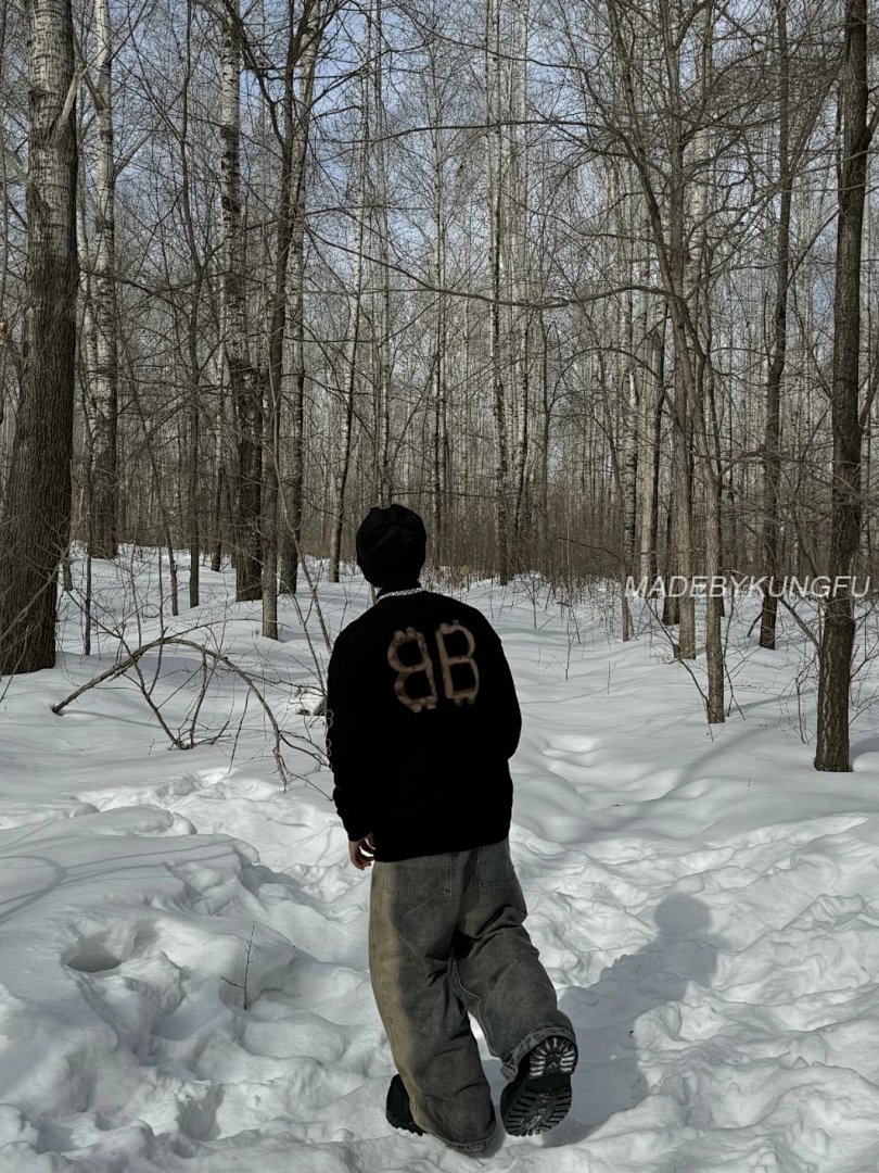 【A+ Item ID 8250 Balenci@Ga- Paris -2024Ss- Mud Dyed Double B Printed Sweater (Turtlen) - Image 32