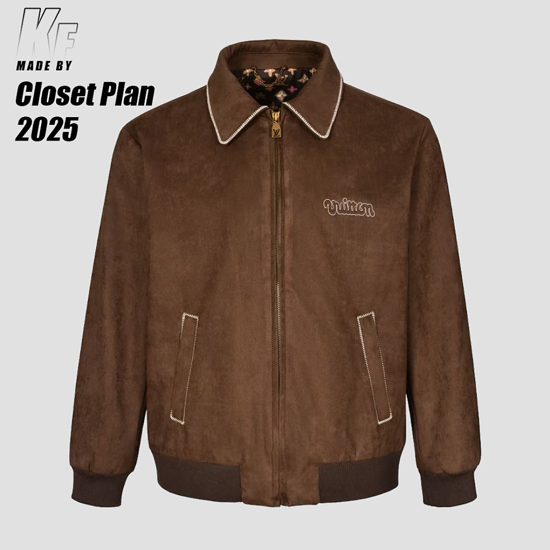 Other 1V X Tyler Letter Zipper Lapel Casual Pilot Leather Jacket Chocolate Color