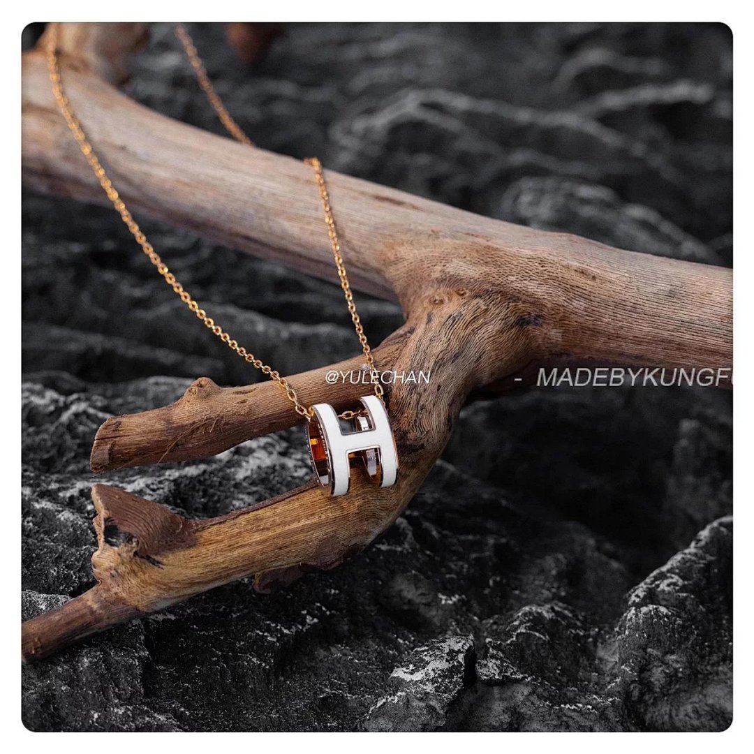 【A+ Item ID 8380 H Letter Necklace -Mini Pendant (Rose Gold Clavicle) - Image 19
