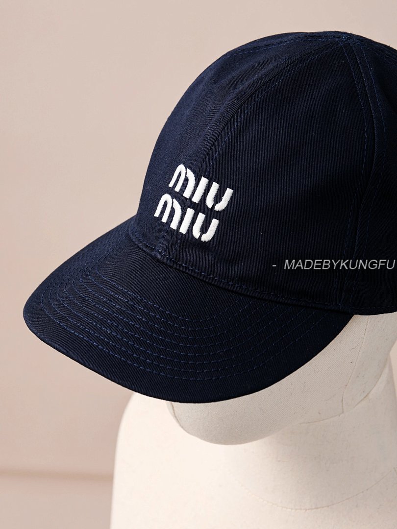 【A+ Item ID 8417 MiuMiu- Miu -2024FW- Drawstring Contrasting Baseball Cap (Embroid) - Image 15