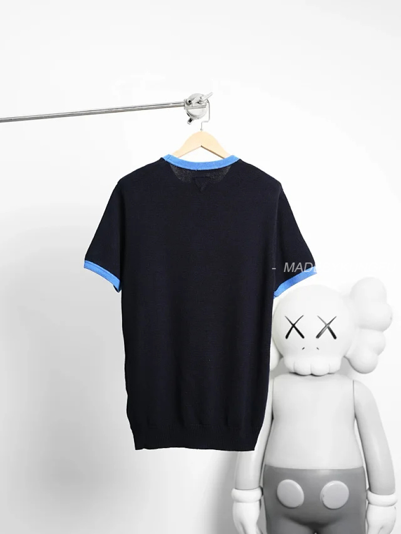 【A+ Item ID 9072 PRA Round Neck Contrasting Short Sleeved Cashmere Sweater With Slim Fit And Large - Image 26