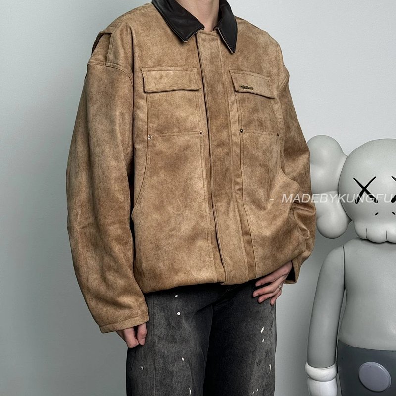 【A+ 【A+ Item ID 8065 WE11DONE Imitation Suede Main Fabric “ Leather Collar ” Printed Patter, photo 1