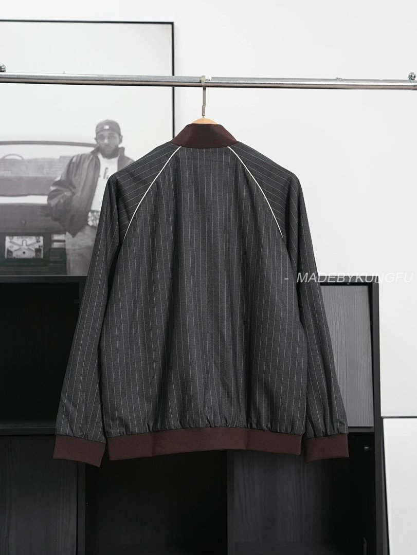 【A+ Item ID 8045 Miu “100% Cotton Wool ”FW25 Qixi Series Striped Zipper Stand Colla - Image 4