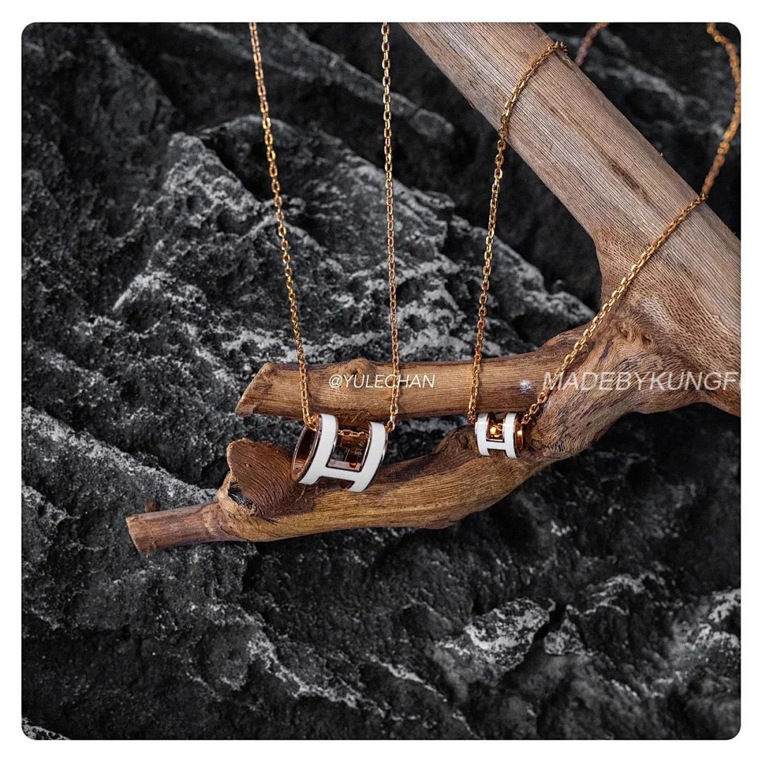 【A+ Item ID 8380 H Letter Necklace -Mini Pendant (Rose Gold Clavicle) - Image 13