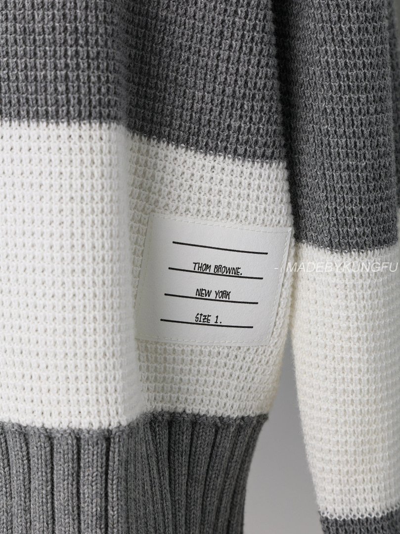 【A+ Item ID 8208 THOM-BR0WNE-TB-2024Ss- Gray And White Striped Knitting Needles POLO Sh - Image 6