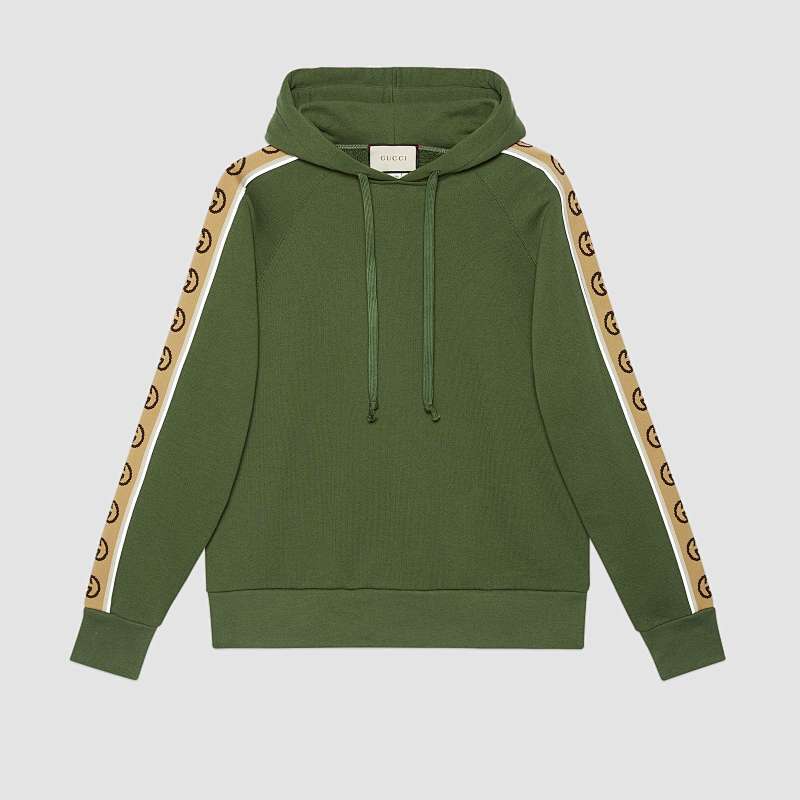 GG Green Cotton Jersey Hooded Sweatshirt, photo 1