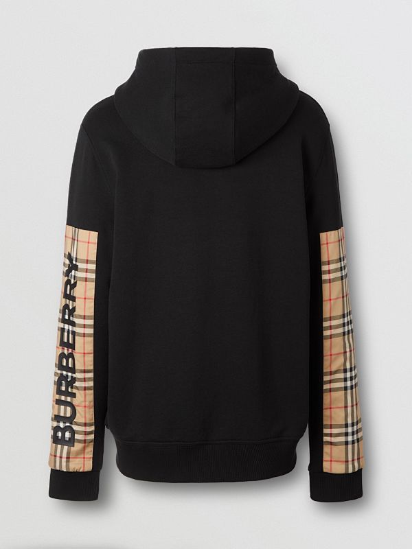 BUR Logo Print Vintage Check Panel Cotton Hooded Top, photo 1