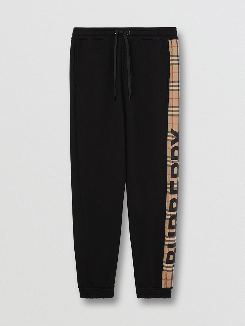 BUR Logo Print Check Panel Cotton Trackpants, photo 1