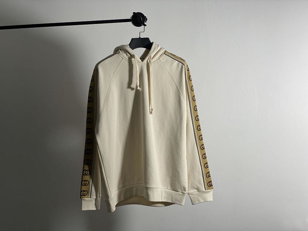 GG Cream Cotton Jersey Hooded Sweatshirt, photo 1