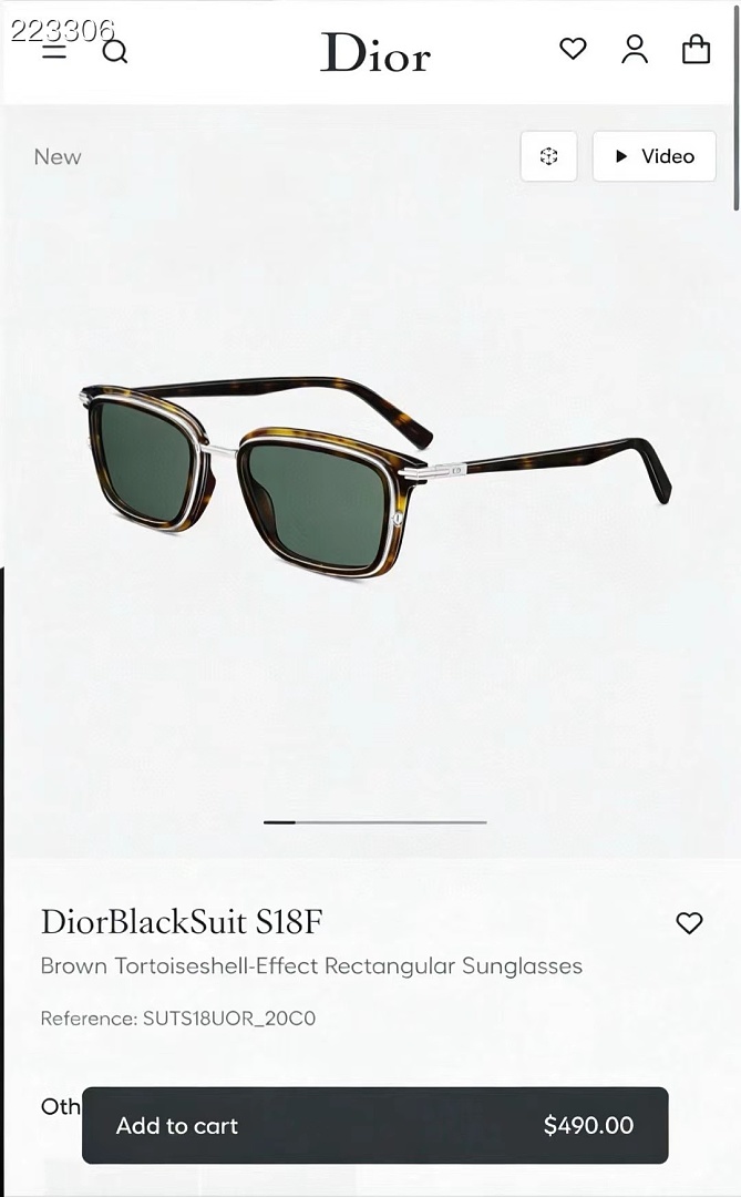 Other DIO MODEL:DiorBlackSuit S18F SIZE:53