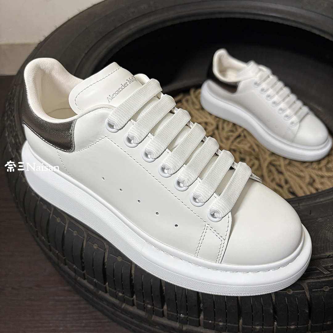 Christian Louboutin Alexander McQueen Sneaker Dark Gray Leather Back - Image 8