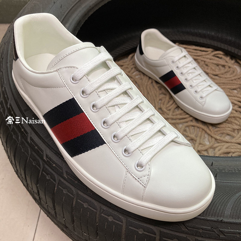 ▶ Ace Leather Low-Top Sneaker Trainers PLAIN Navy And (RED) (RED), photo 1