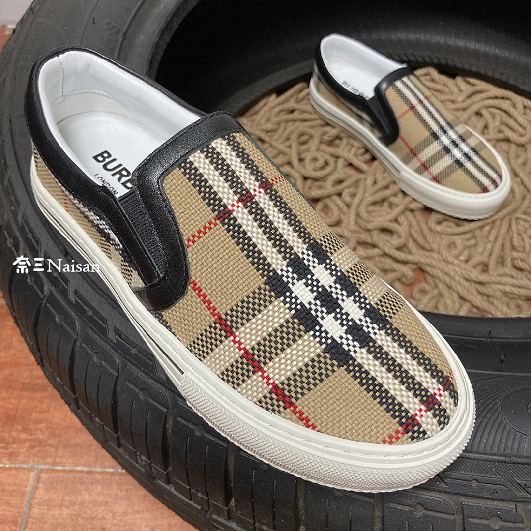▶ Bio-Based Sole Vintage Check And Leather Sneakers, photo 1