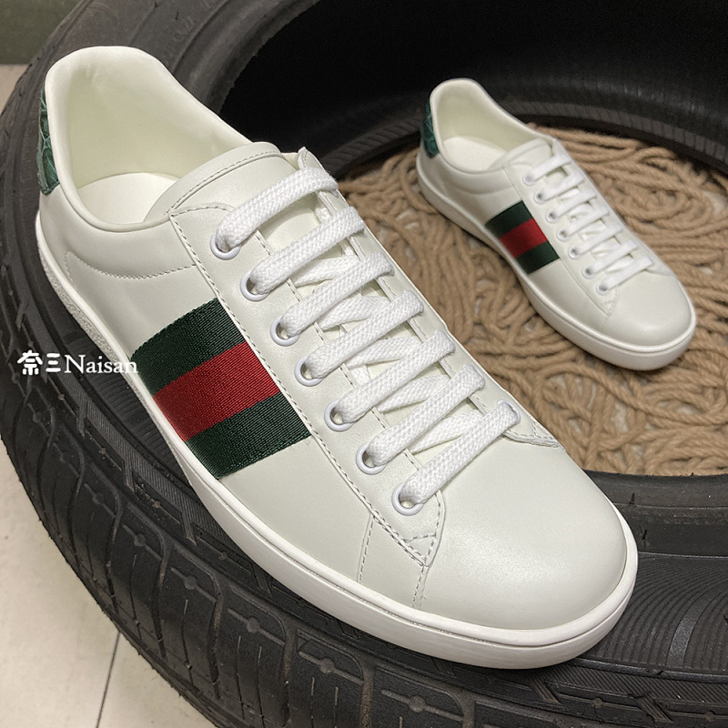 ▶ Ace Leather Low-Top Sneaker PLAIN (WHITE CROC), photo 1