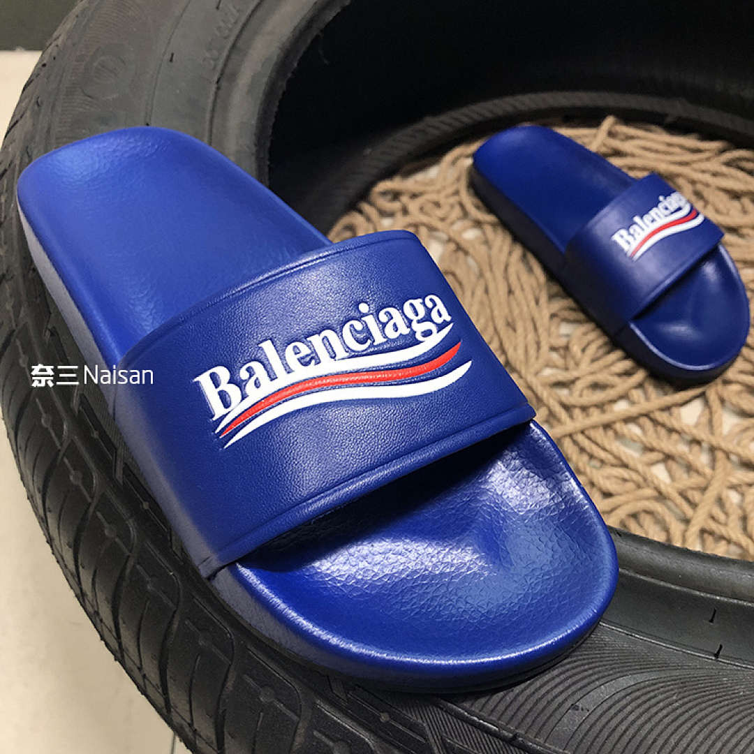 ▶ Logo Print Slide Sandal (Blue), photo 1