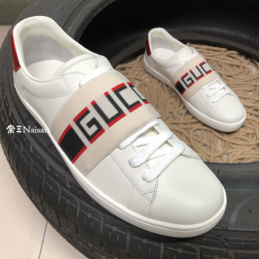▶ White Ace Stripe/Band Logo Sneakers, photo 1