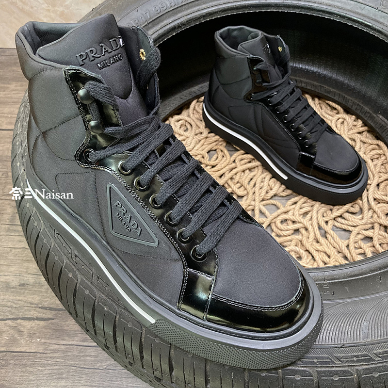 ▶ Macro Re-Nylon And Brushed Leather High Top Sneakers, photo 1
