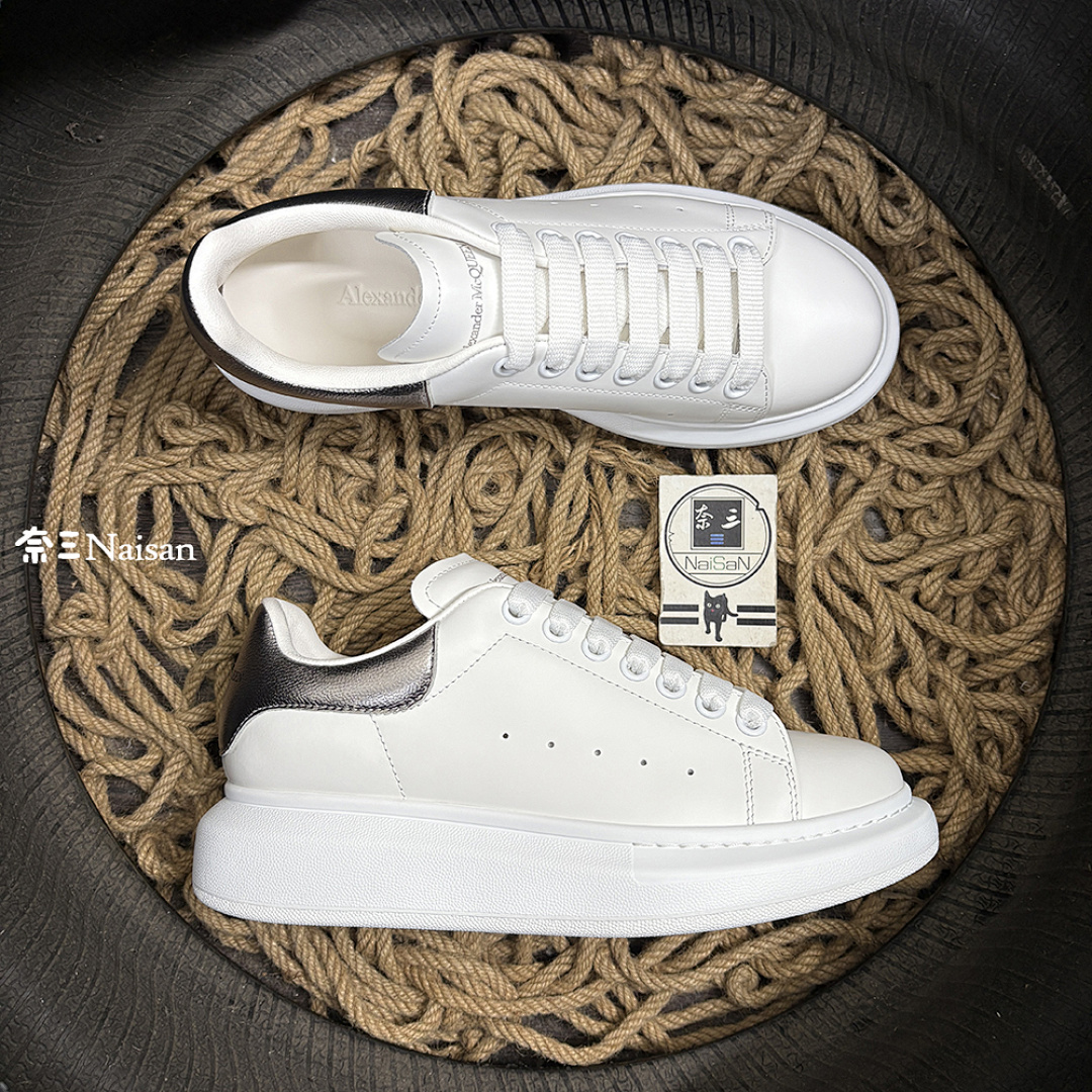 Christian Louboutin Alexander McQueen Sneaker Dark Gray Leather Back - Image 4