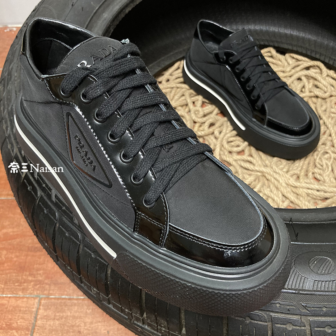 ▶ Macro Re-Nylon And Brushed Leather Sneakers, photo 1