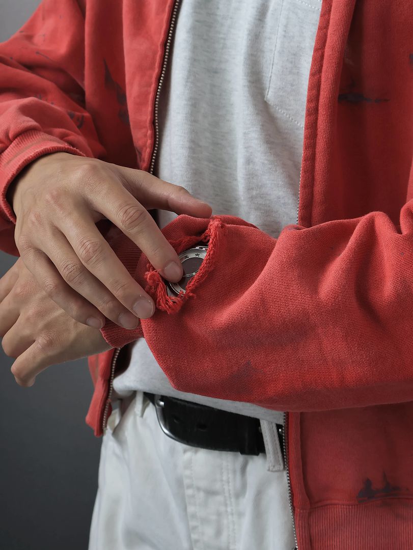 SOLVA "Atelier Destroy" Hand-Drawing Washed Zip Hoodie - Image 7