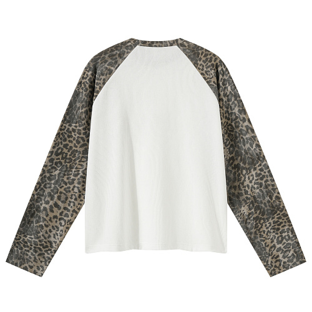 Unbranded 205GSM Brown Leopard Print Long-Sleeve Slim-Fit Cropped Top - Image 5