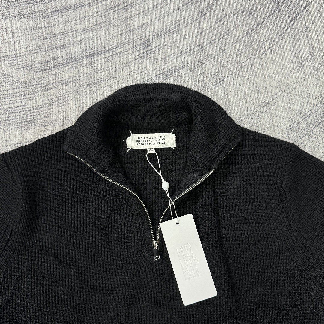Maison Margiela Martin Margiela Black Wool Trucker Zip Sweater - Image 10