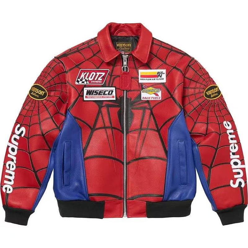 Sp5der Real Leather Jacket (Red)