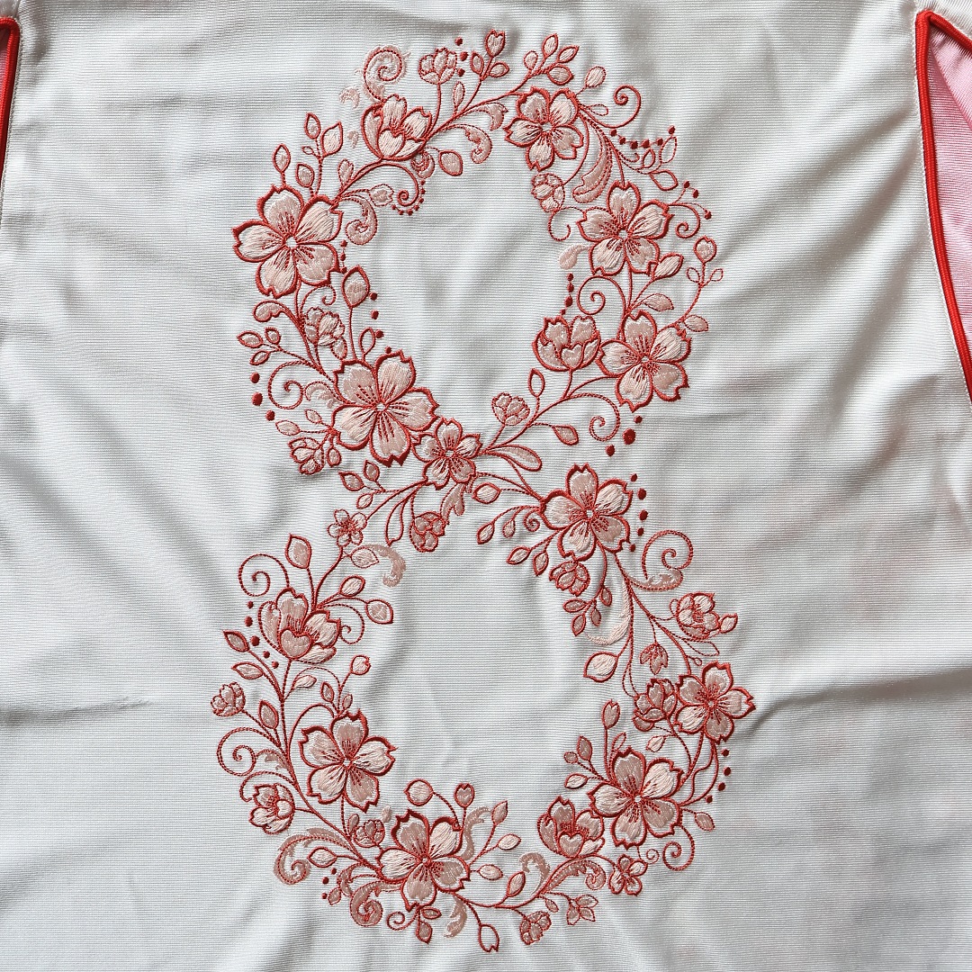 Unbranded "Hanami" Heavy Embroidery Satin Jersey - Image 8