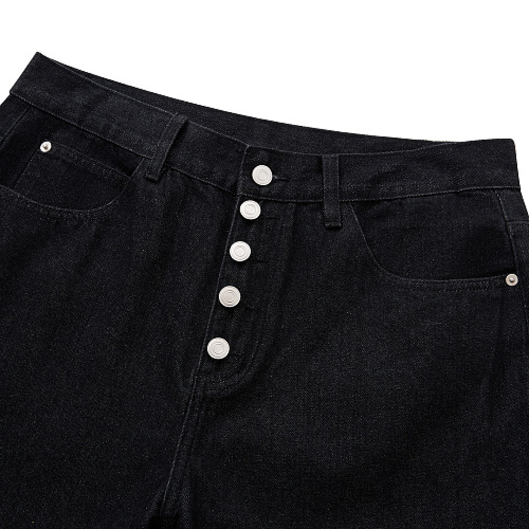 Unbranded Black Multi-Button Wide-Leg Jeans - Image 8