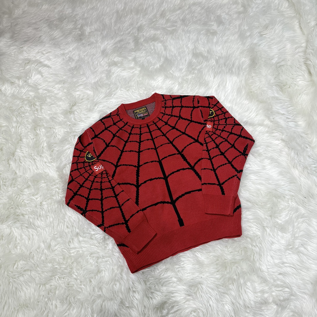 Supreme Spiderman Knit Sweater (Red) - Image 9