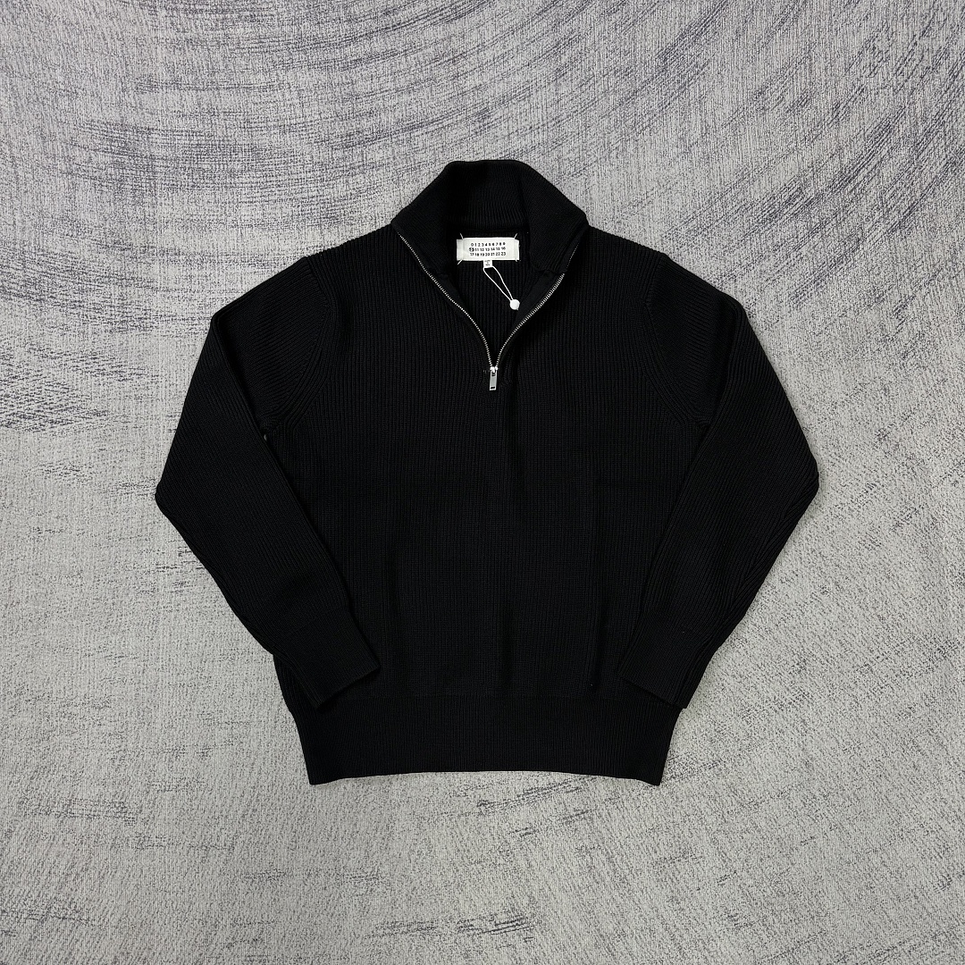 Maison Margiela Martin Margiela Black Wool Trucker Zip Sweater - Image 7