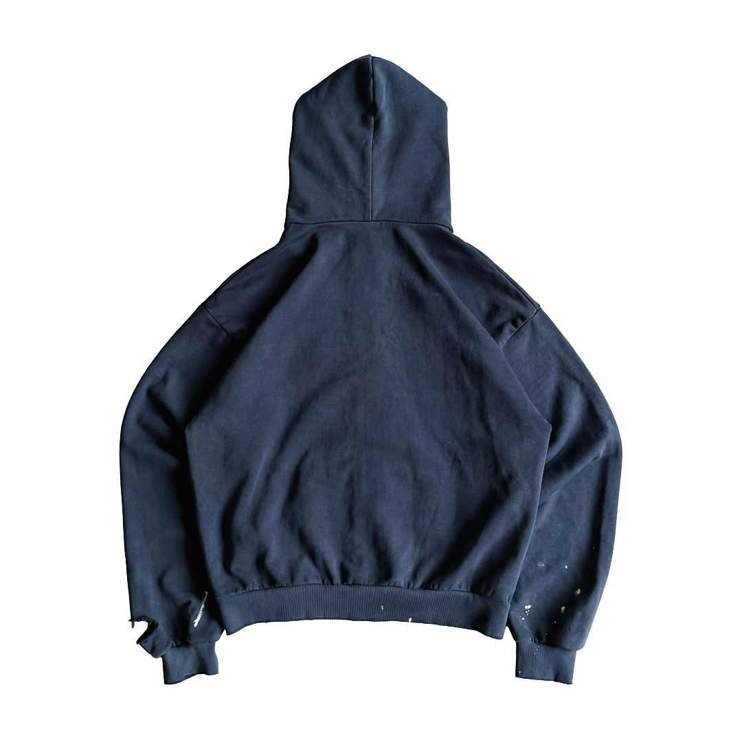 SOLVA "Atelier Destroy" Hand-Drawing Washed Zip Hoodie (Navy) - Image 3