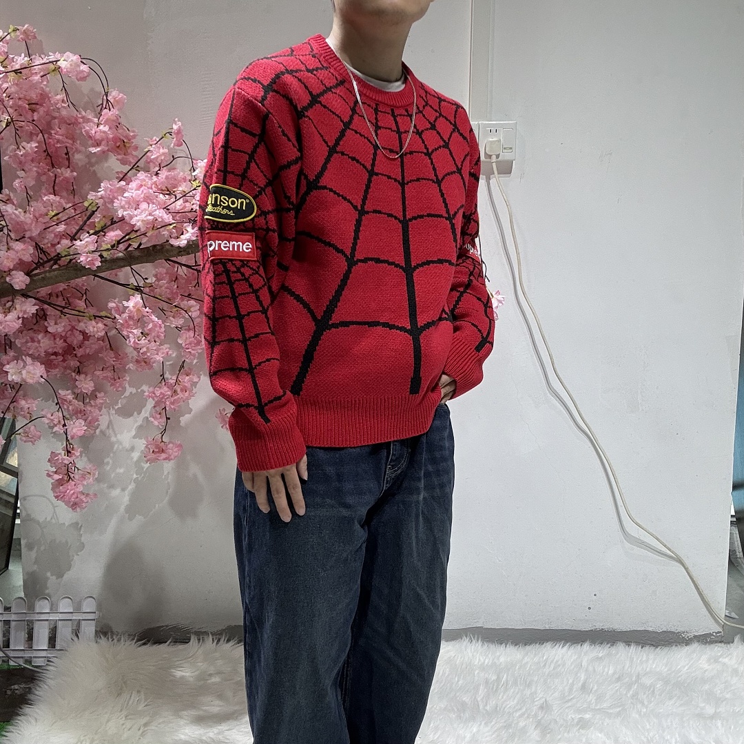 Supreme Spiderman Knit Sweater (Red) - Image 6