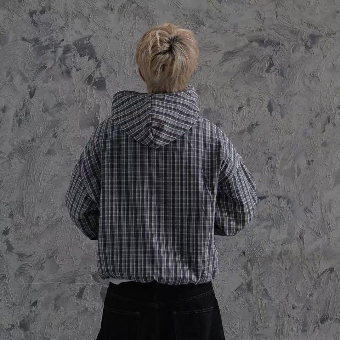 VRK Reversible Plaid Zip-Hoodie V2 (Light Grey/Slate Grey) - Image 3