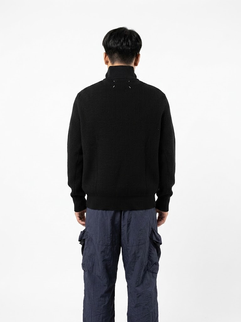 Maison Margiela Martin Margiela Black Wool Trucker Zip Sweater - Image 5