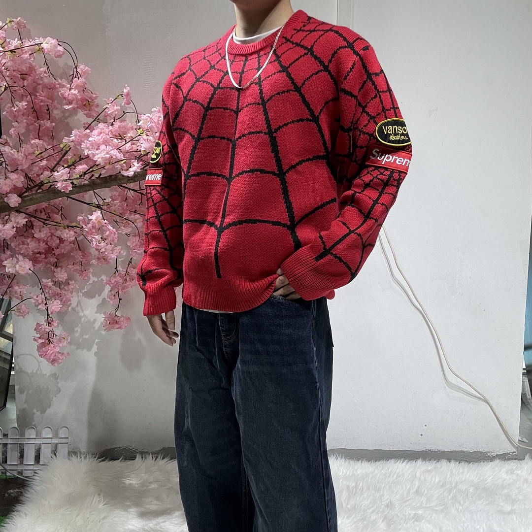 Supreme Spiderman Knit Sweater (Red) - Image 5