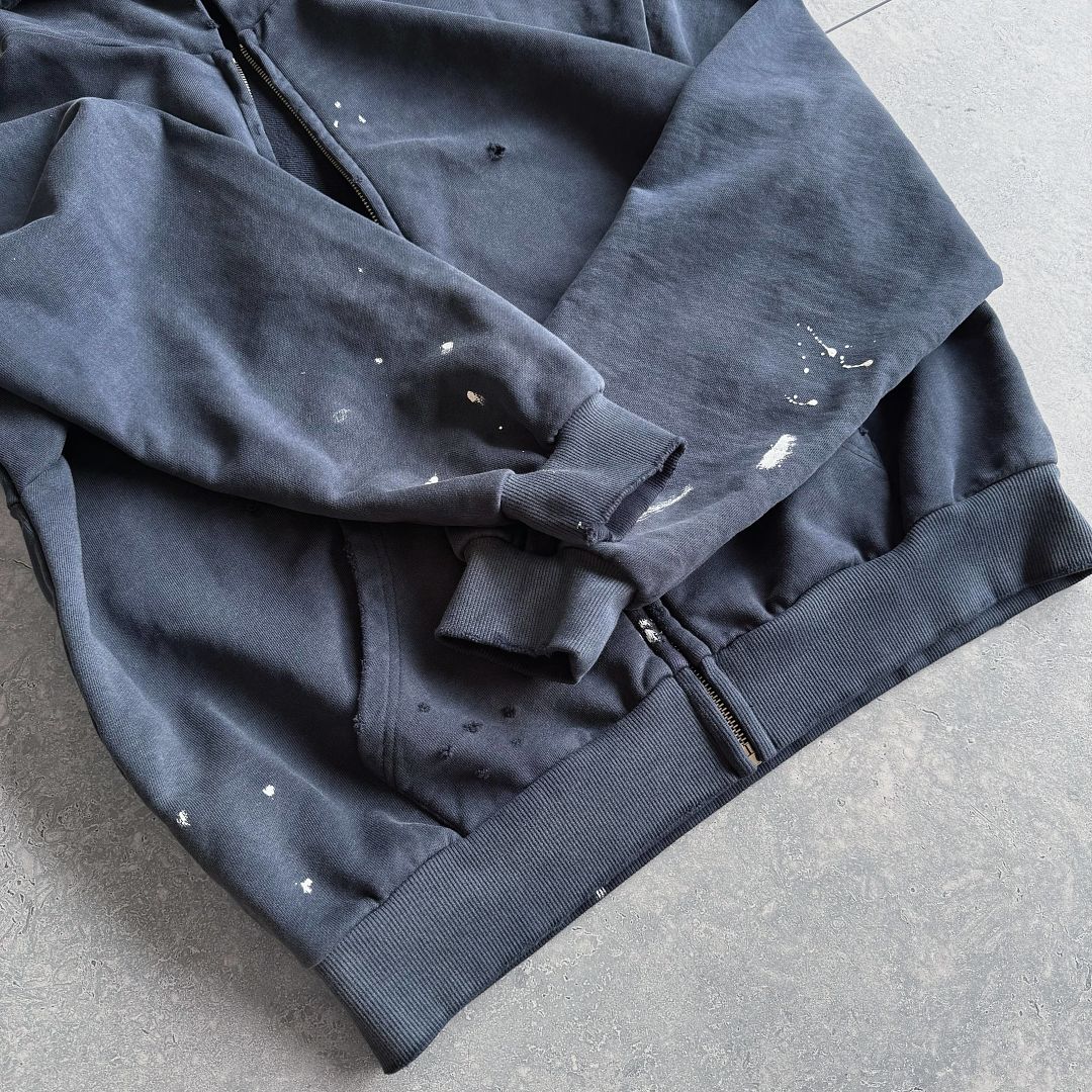 SOLVA "Atelier Destroy" Hand-Drawing Washed Zip Hoodie (Navy) - Image 9